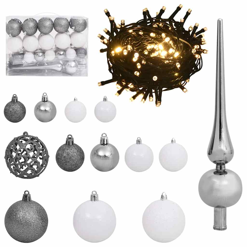 Kunstigjuletre med LED -stripelys Hvit 120cm PVC