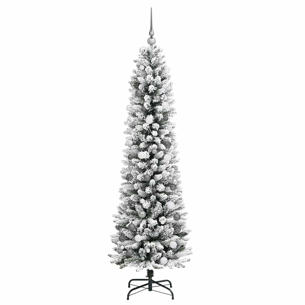 Kunstigjuletre med LED -stripelys Hvit 210cm PVC