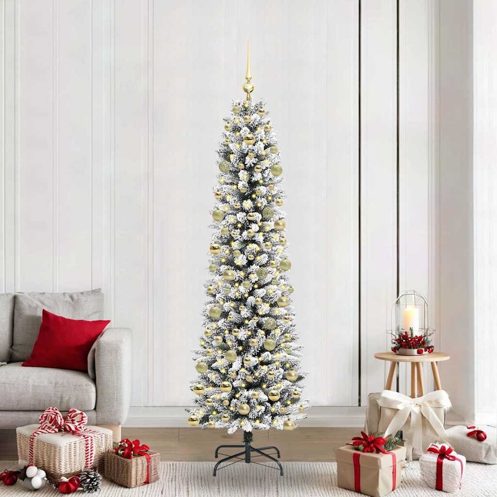 Kunstigjuletre with LEDs Hvit 210cm PVC