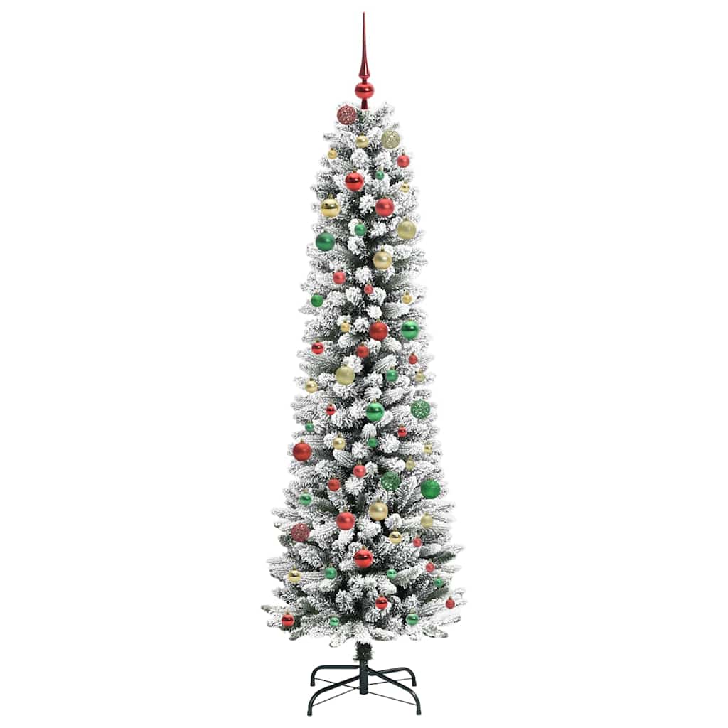 Kunstigjuletre med LED -stripelys Hvit 210cm PVC
