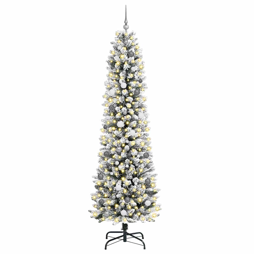 Kunstigjuletre med LED -stripelys Hvit 240cm PVC
