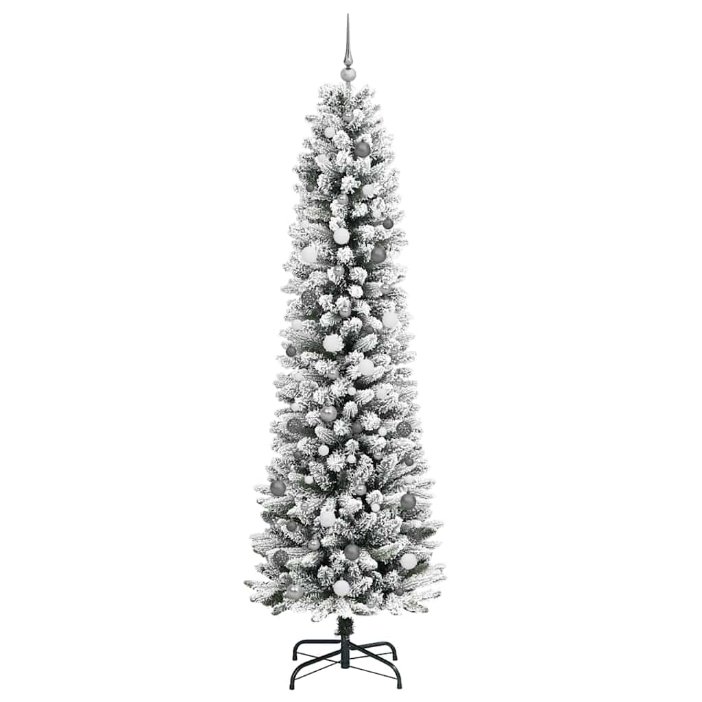 Kunstigjuletre med LED -stripelys Hvit 240cm PVC