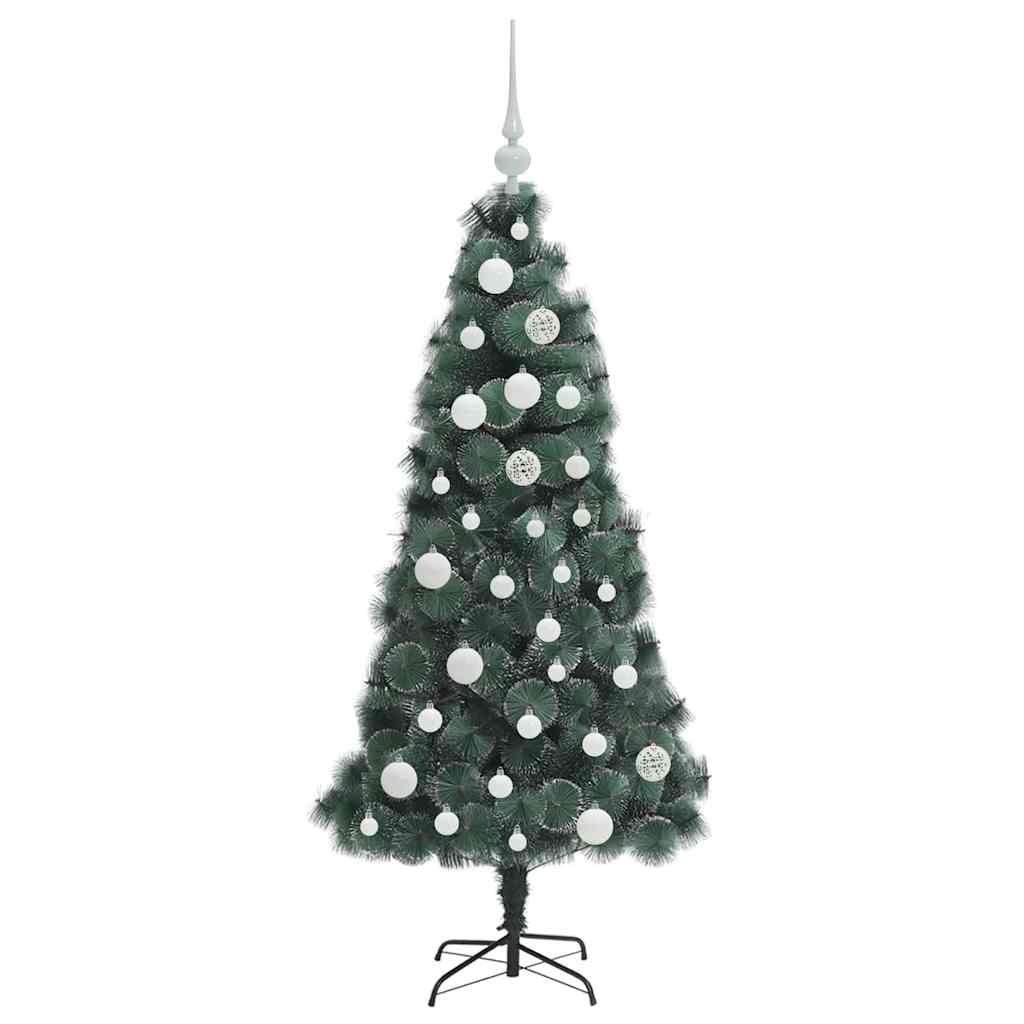 Kunstig Forhåndsbelyst Juletre med Kule Sett grønn 120 cm PET