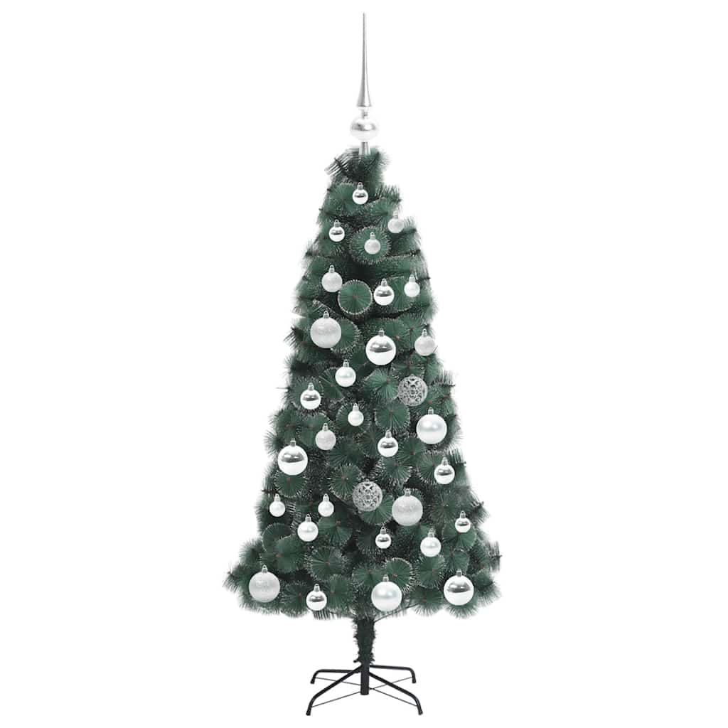 Kunstig Forhåndsbelyst Juletre med Kule Sett grønn 120 cm PET
