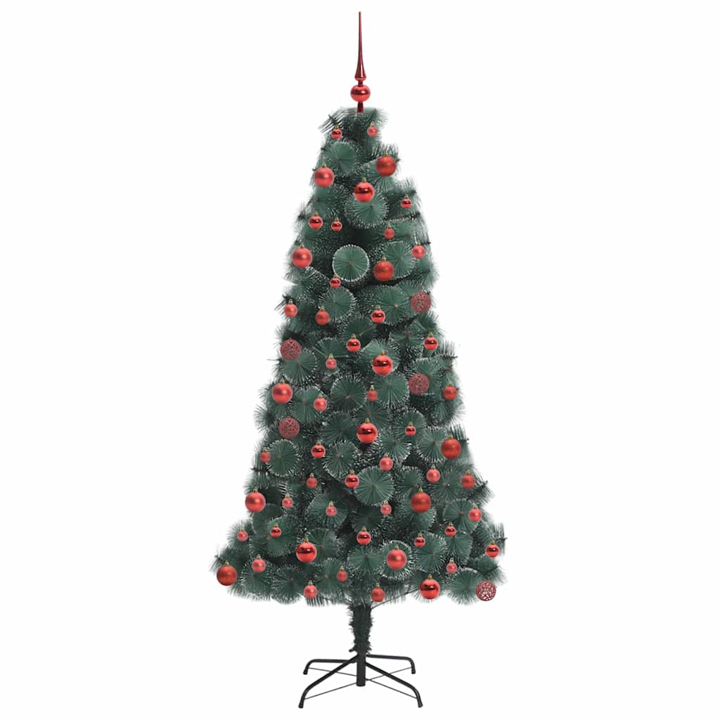 Kunstig Forhåndsbelyst Juletre med Kule Sett grønn 180 cm PET