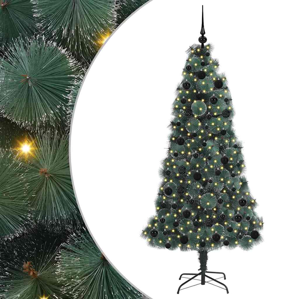 Kunstig For-opplyst Julegran med Kulsett grønn 180 cm PET