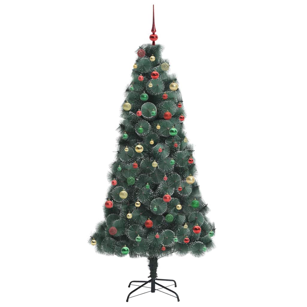 Kunstig Forbelyst Juletre med Kule Sett grønn 210 cm PET