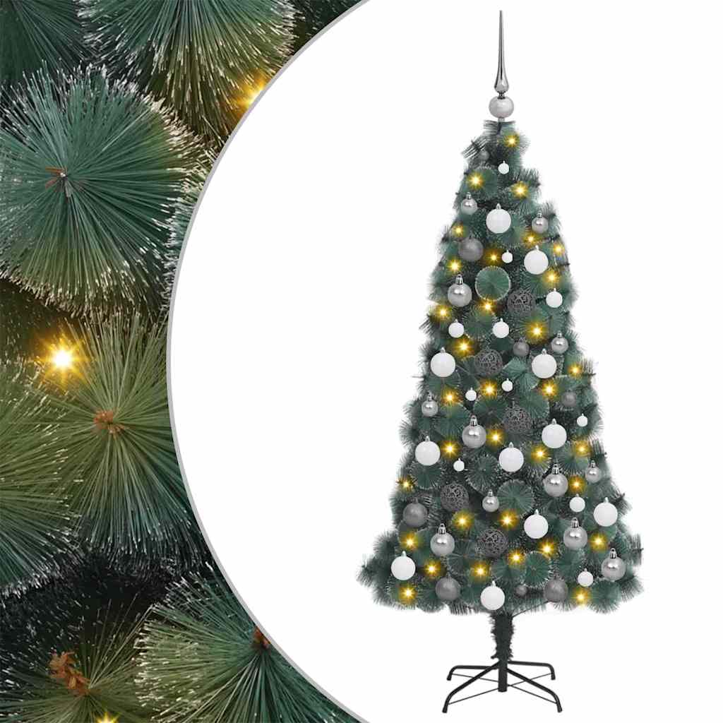 Kunstig juletre med LED -stripelys grønn 55 x 55 x 240 cm PET
