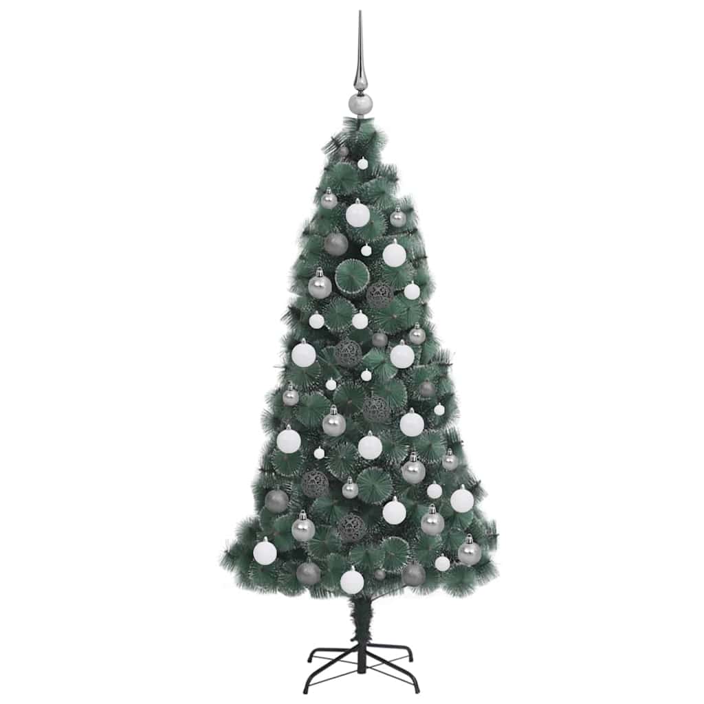 Kunstig juletre med LED -stripelys grønn 55 x 55 x 240 cm PET