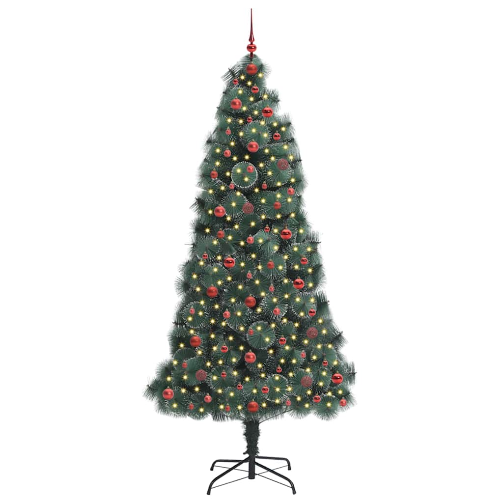 Kunstig Forhåndsbelyst Juletre med Kule Sett grønn 240 cm PET