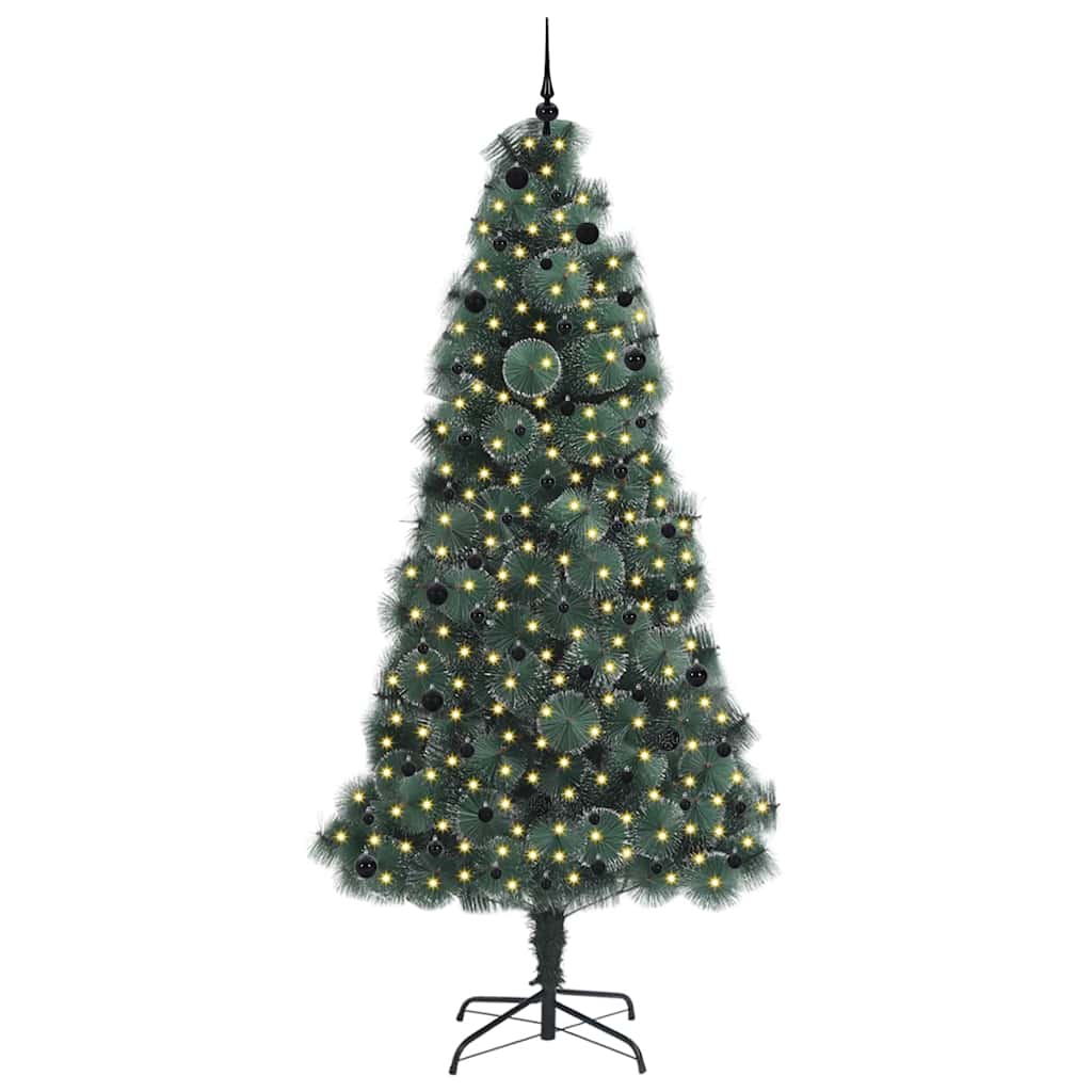 Kunstig Forhåndslyst Julegran med Kule Sett grønn 240 cm PET