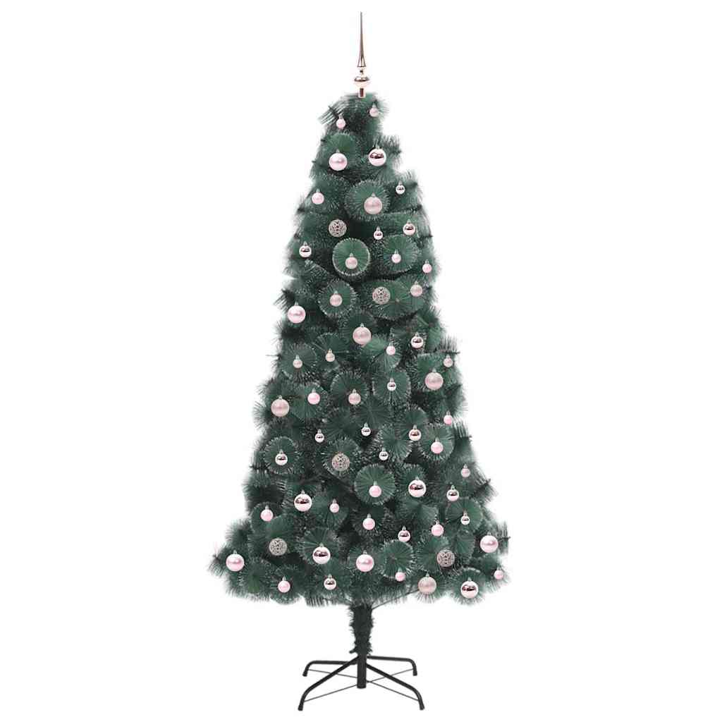 Kunstig forhåndsbelyst juletre med kulepakke grønn 240 cm PET