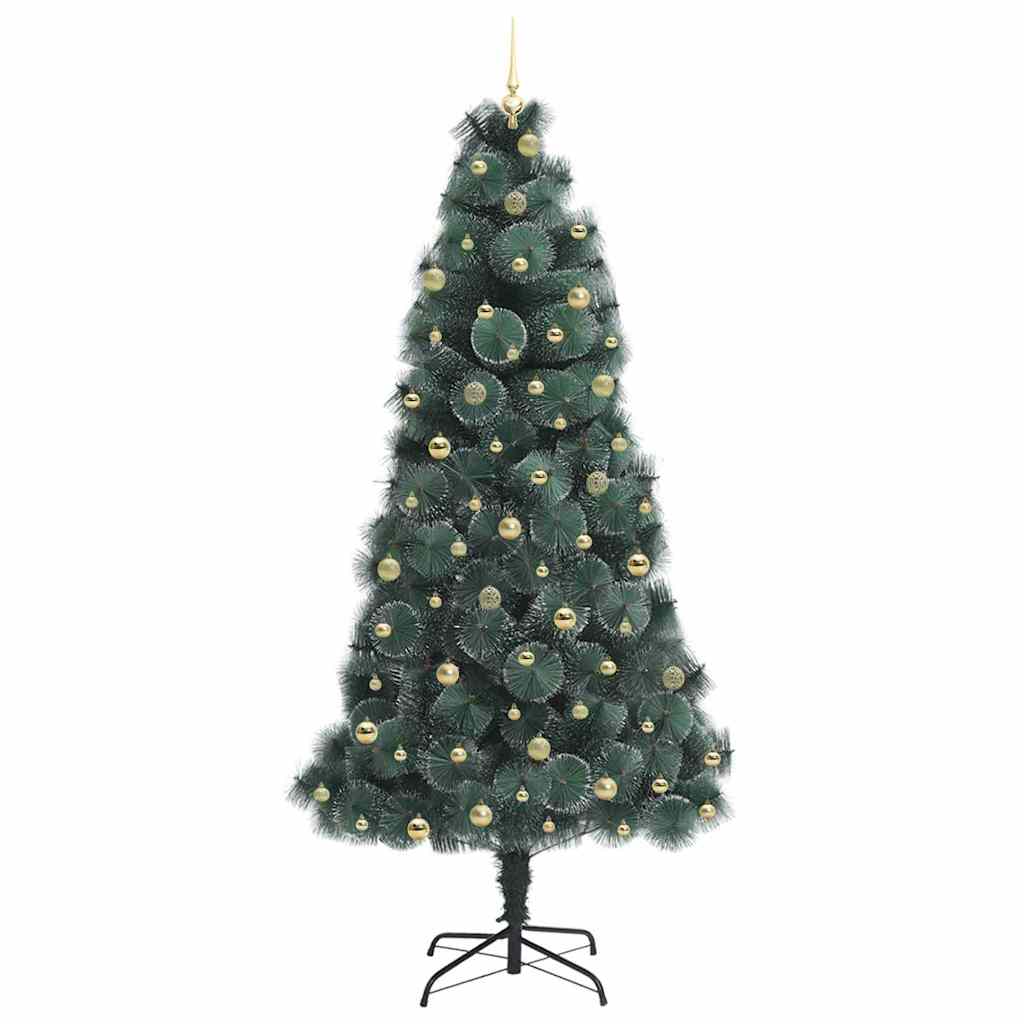 Kunstig forbelyst juletre med kule-sett grønn 240 cm PET