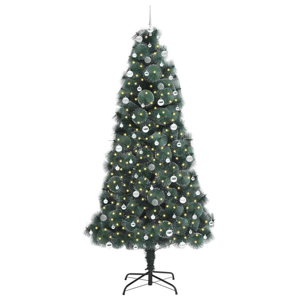 Kunstig Forbelyst Juletre med Kule Sett grønn 240 cm PET
