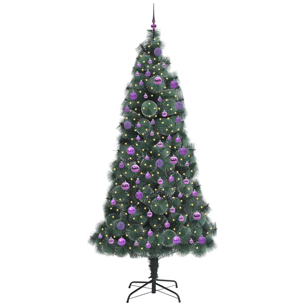 Kunstig forbehandlet juletre med kulesett grønn 240 cm PET