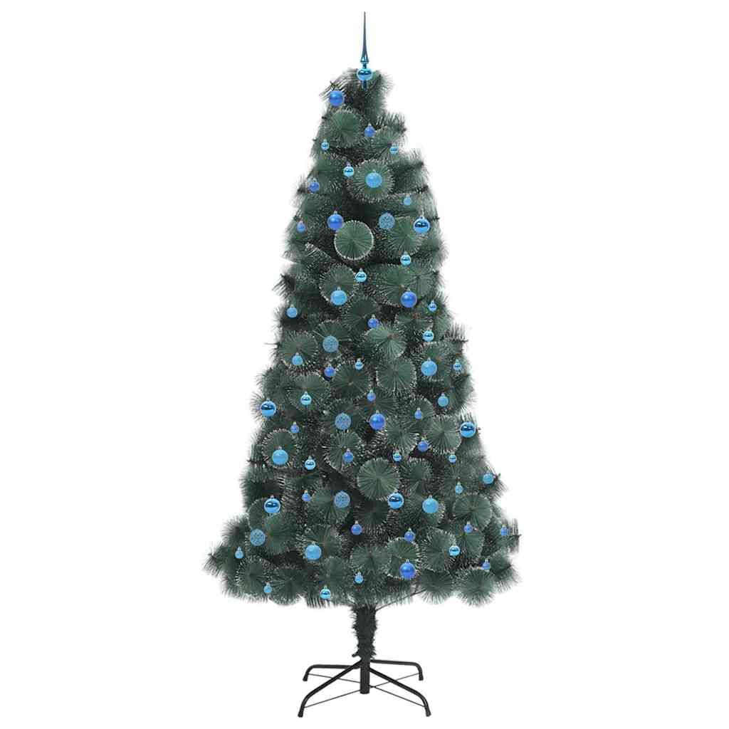 Kunstig forbelyst juletre med kule-sett grønn 240 cm PET