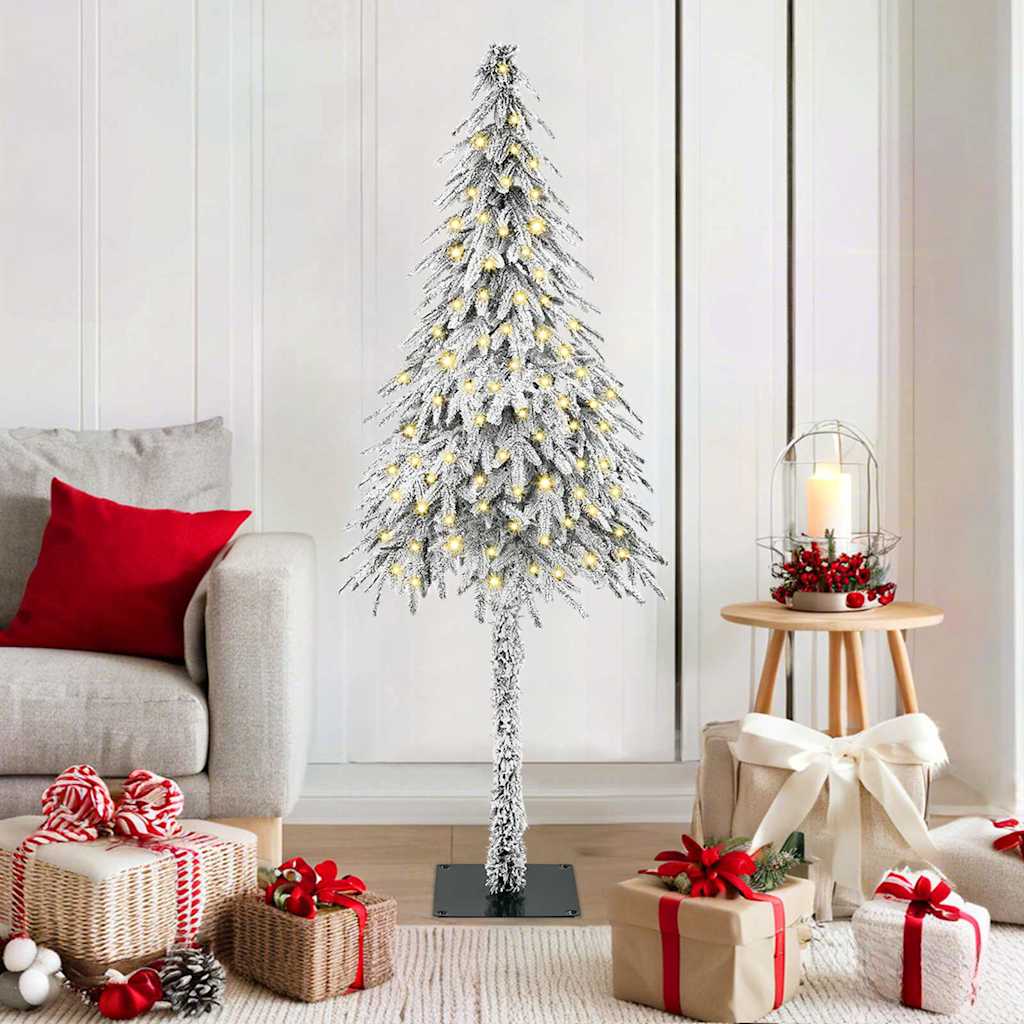 Juletre med LED -stripelys Hvit 150 cm PE
