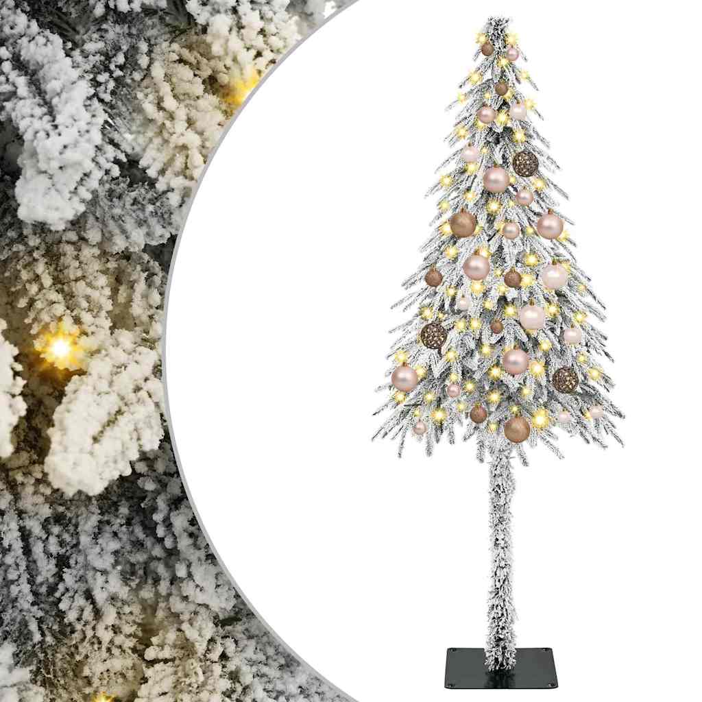 Juletre med LED -stripelys Hvit 150 cm PE
