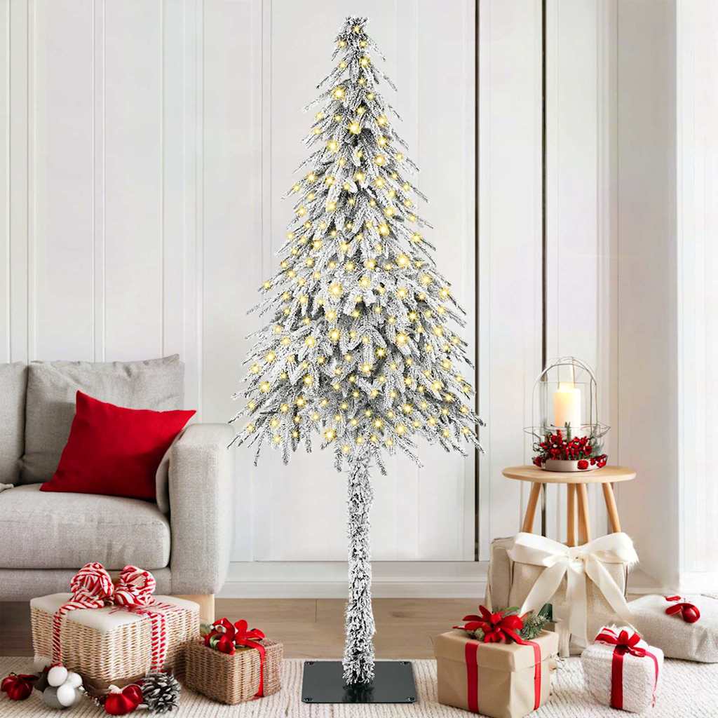 Juletre med LED -stripelys Hvit 180 cm PE