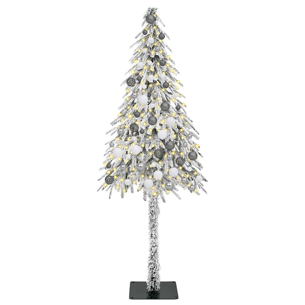 Juletre med LED -stripelys Hvit 180 cm PE