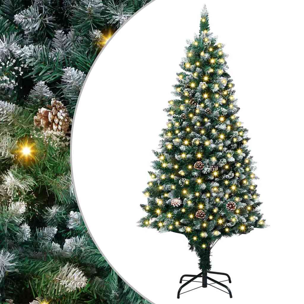 Kunstig juletre med LED -stripelys grønn 180 cm PVC