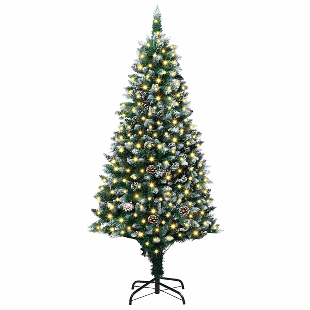 Kunstig juletre med LED -stripelys grønn 180 cm PVC