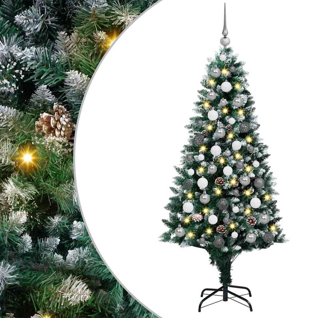 Kunstig juletre med LED -stripelys grønn 180 cm PVC