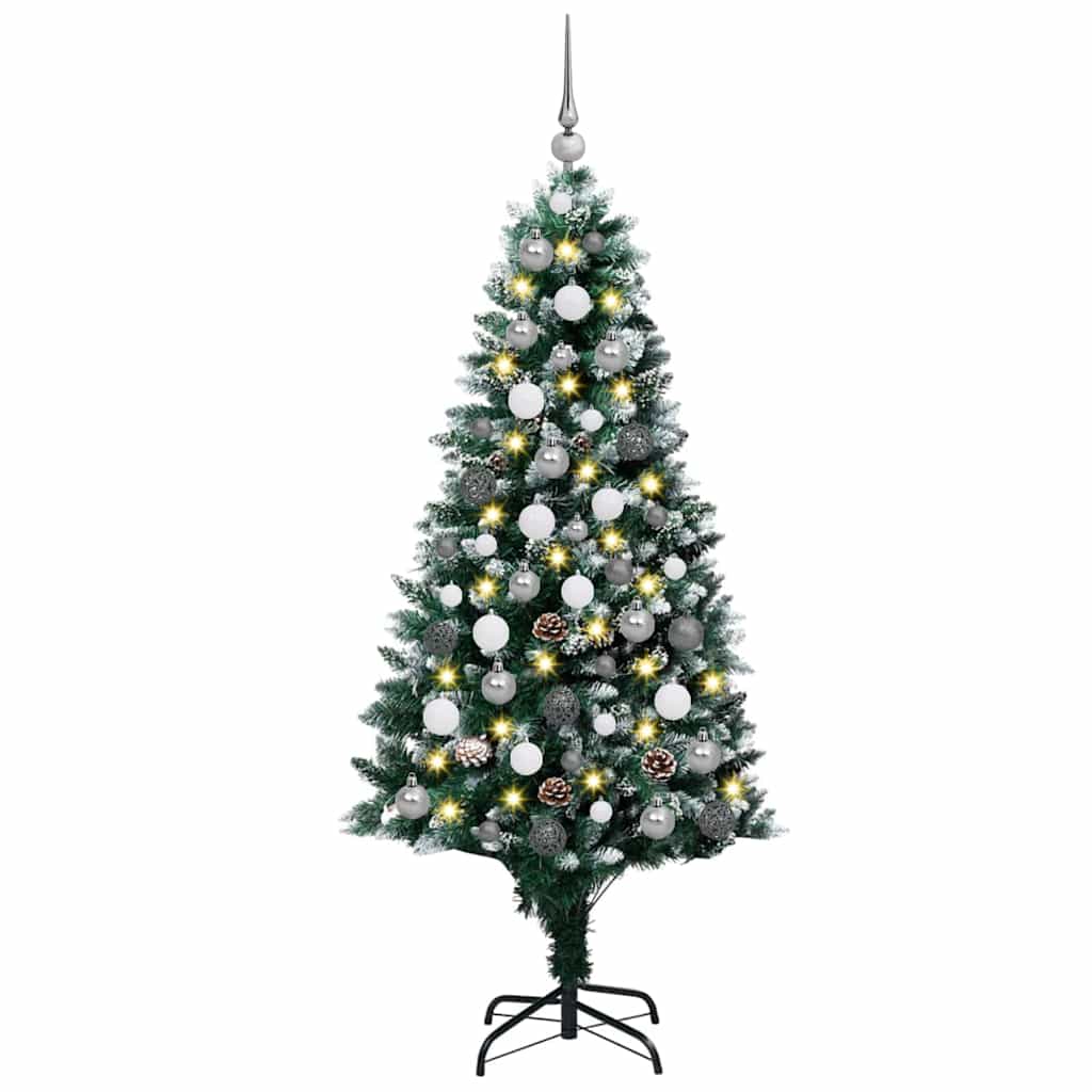 Kunstig juletre med LED -stripelys grønn 180 cm PVC