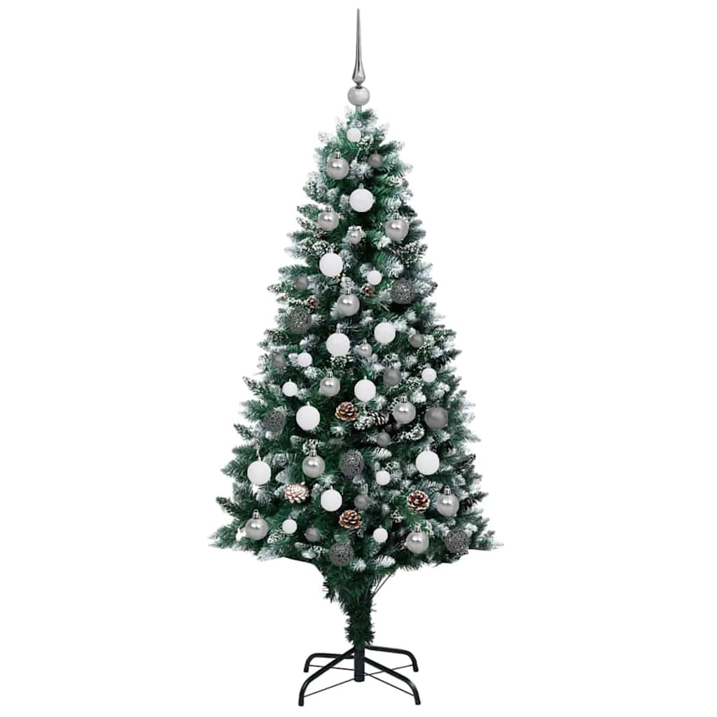 Kunstig juletre med LED -stripelys grønn 180 cm PVC