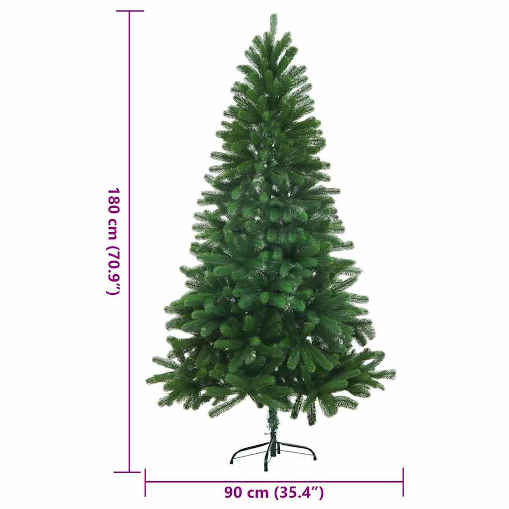 Kunstig juletre med LED -stripelys grønn 180 cm PE