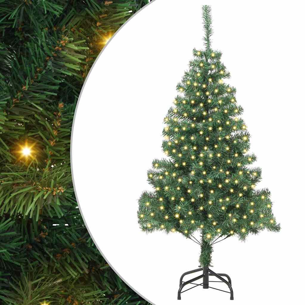 Kunstig juletre med LED -stripelys grønn 180 x 40 cm PVC