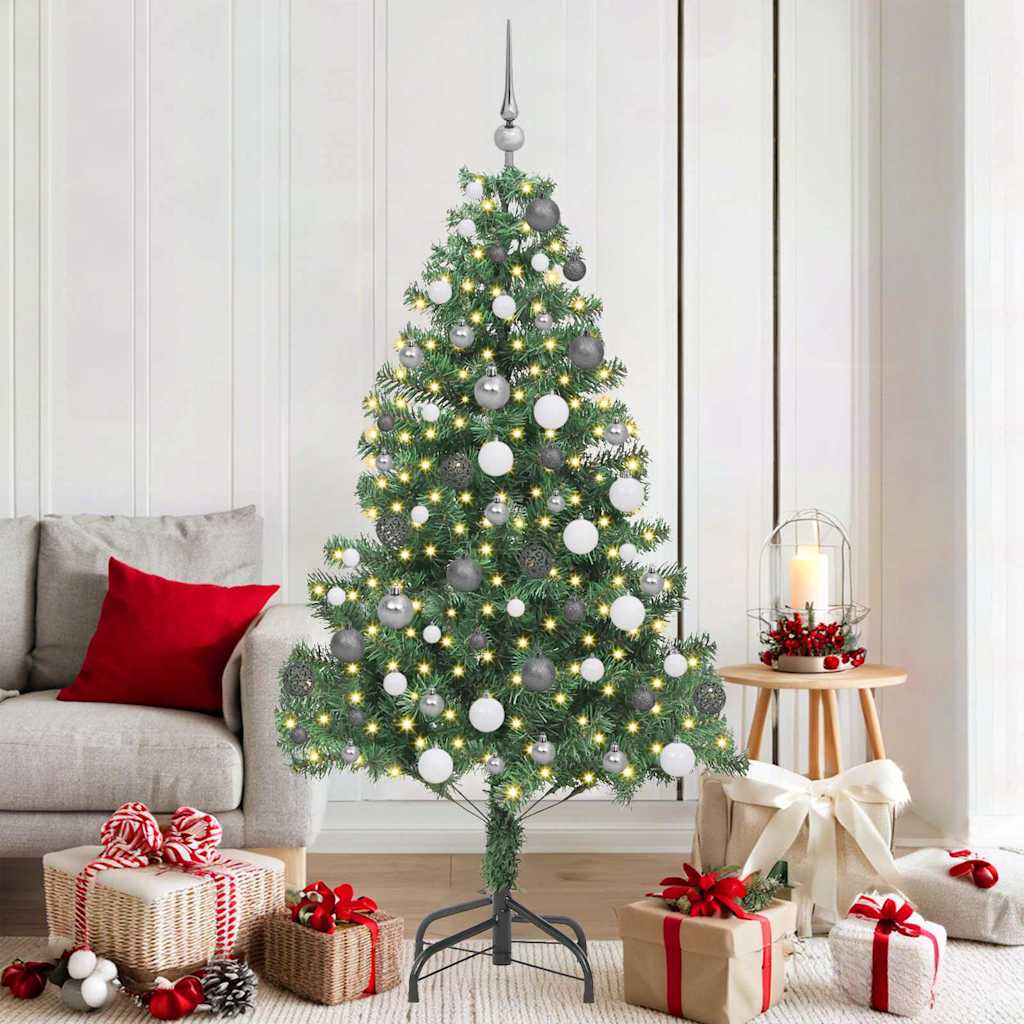 Kunstig juletre med LED -stripelys grønn 180 x 40 cm PVC