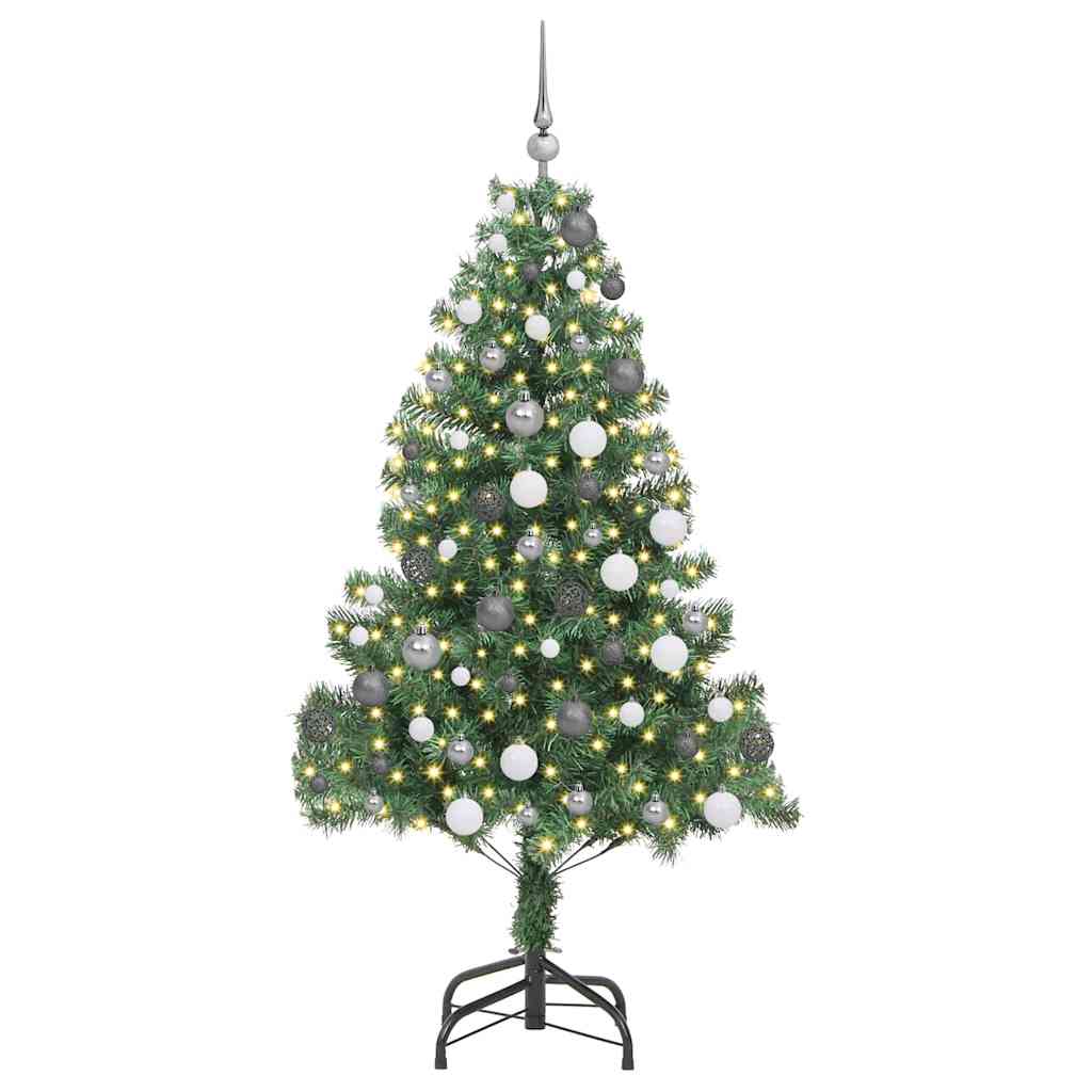 Kunstig juletre med LED -stripelys grønn 180 x 40 cm PVC