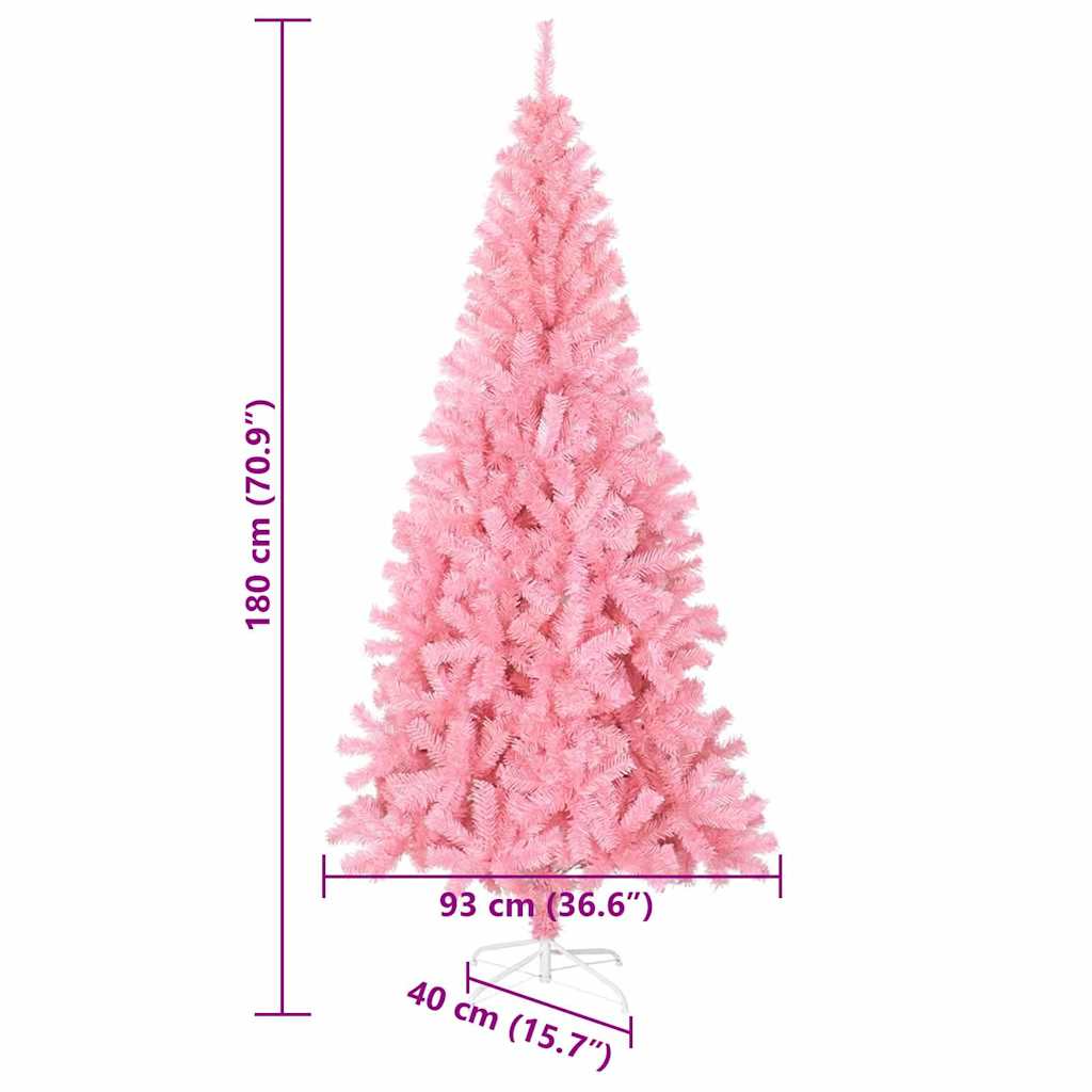 Kunstig juletre med LED -stripelys Rosa 180 cm PVC