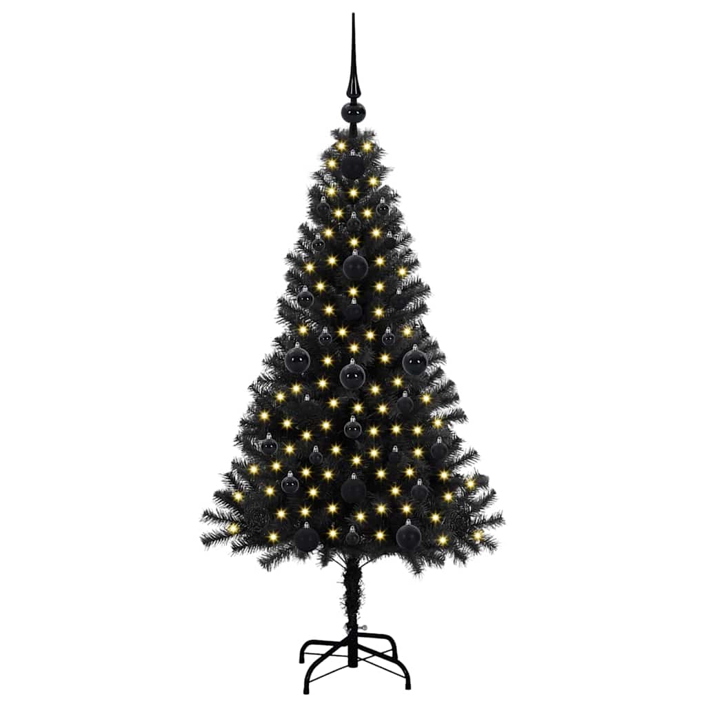 Juletre med 150 LED med stativ Svart 120 cm PVC
