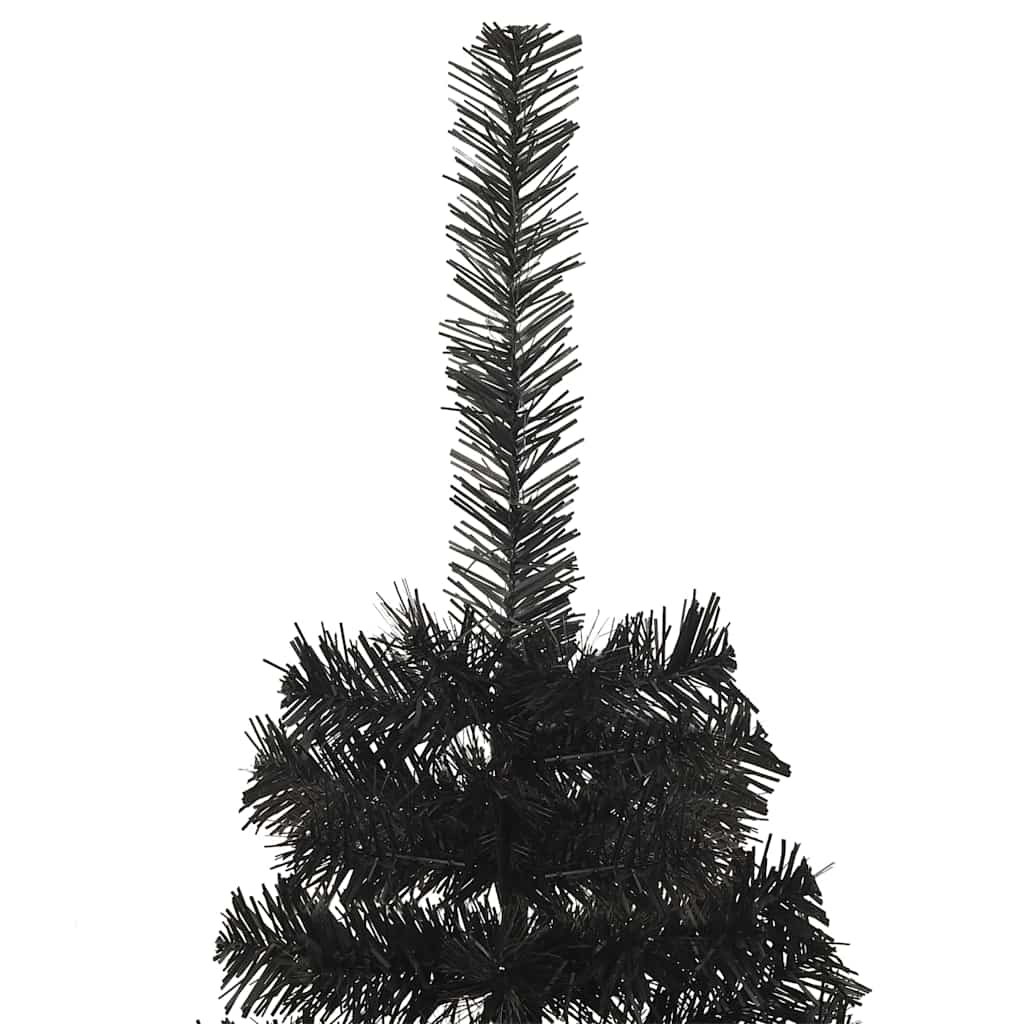 Kunstig juletre med LED -stripelys Svart 180 cm PVC