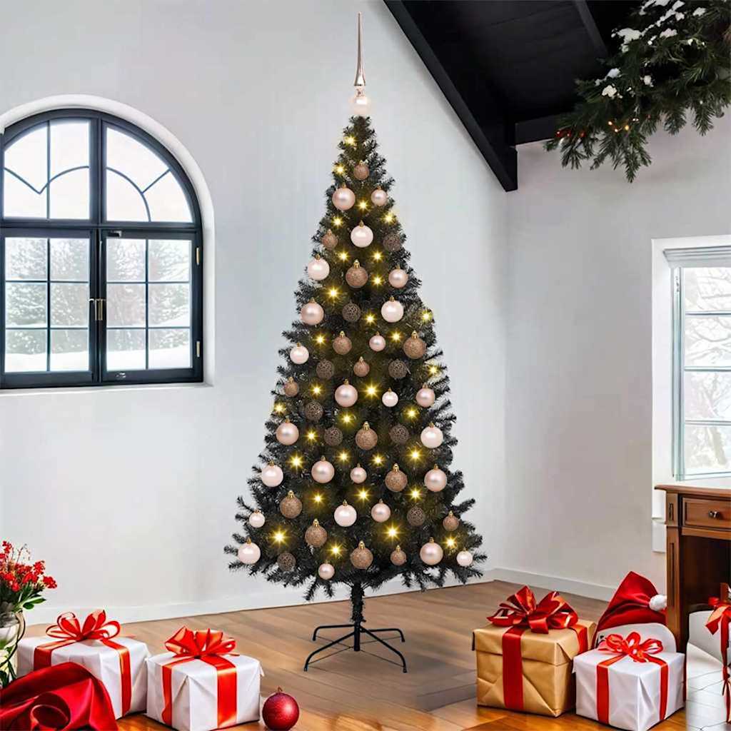Kunstig juletre med stativ Svart 180 cm PVC