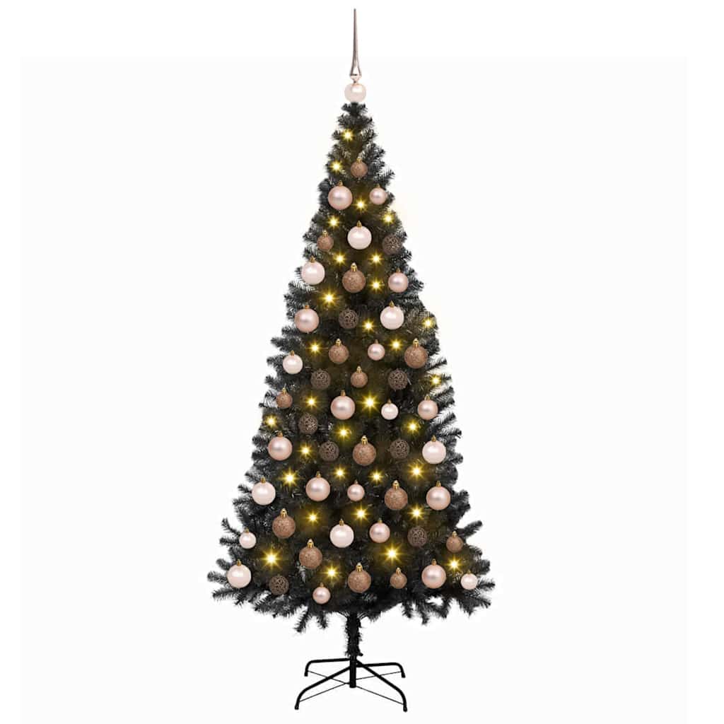 Kunstig juletre med stativ Svart 180 cm PVC