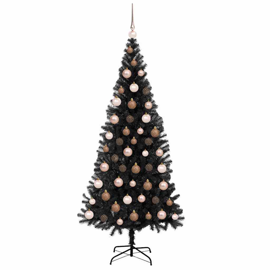 Kunstig juletre med stativ Svart 180 cm PVC