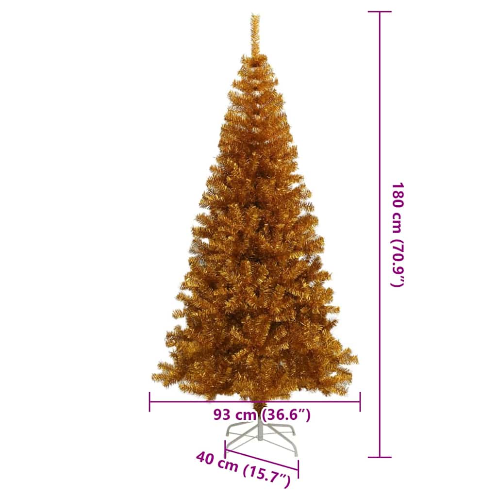 Kunstig juletre med LED -stripelys Gull 180 cm PET