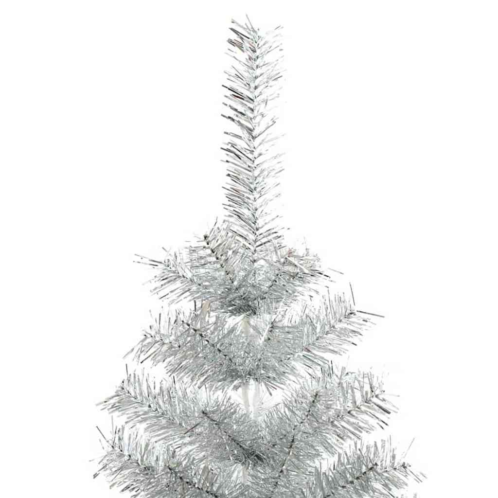 Kunstig juletre med LED -stripelys sølv 180 cm PET