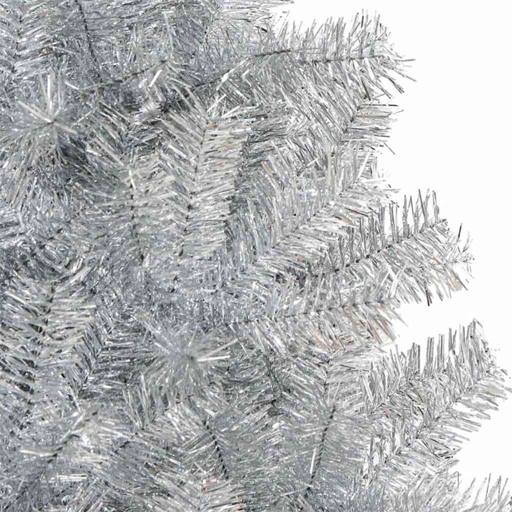 Kunstig juletre med LED -stripelys sølv 180 cm PET