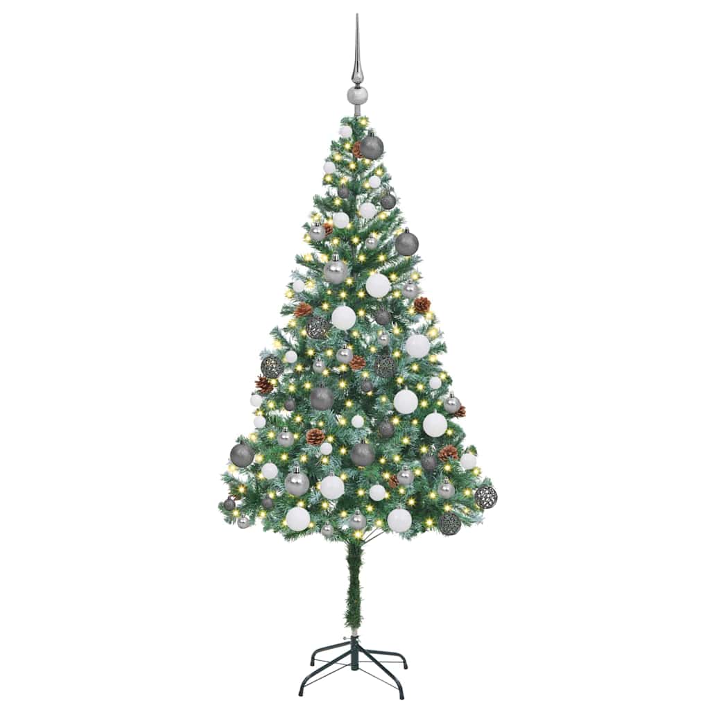Kunstig Juletre med dekorative strenglys grønn 180cm PVC