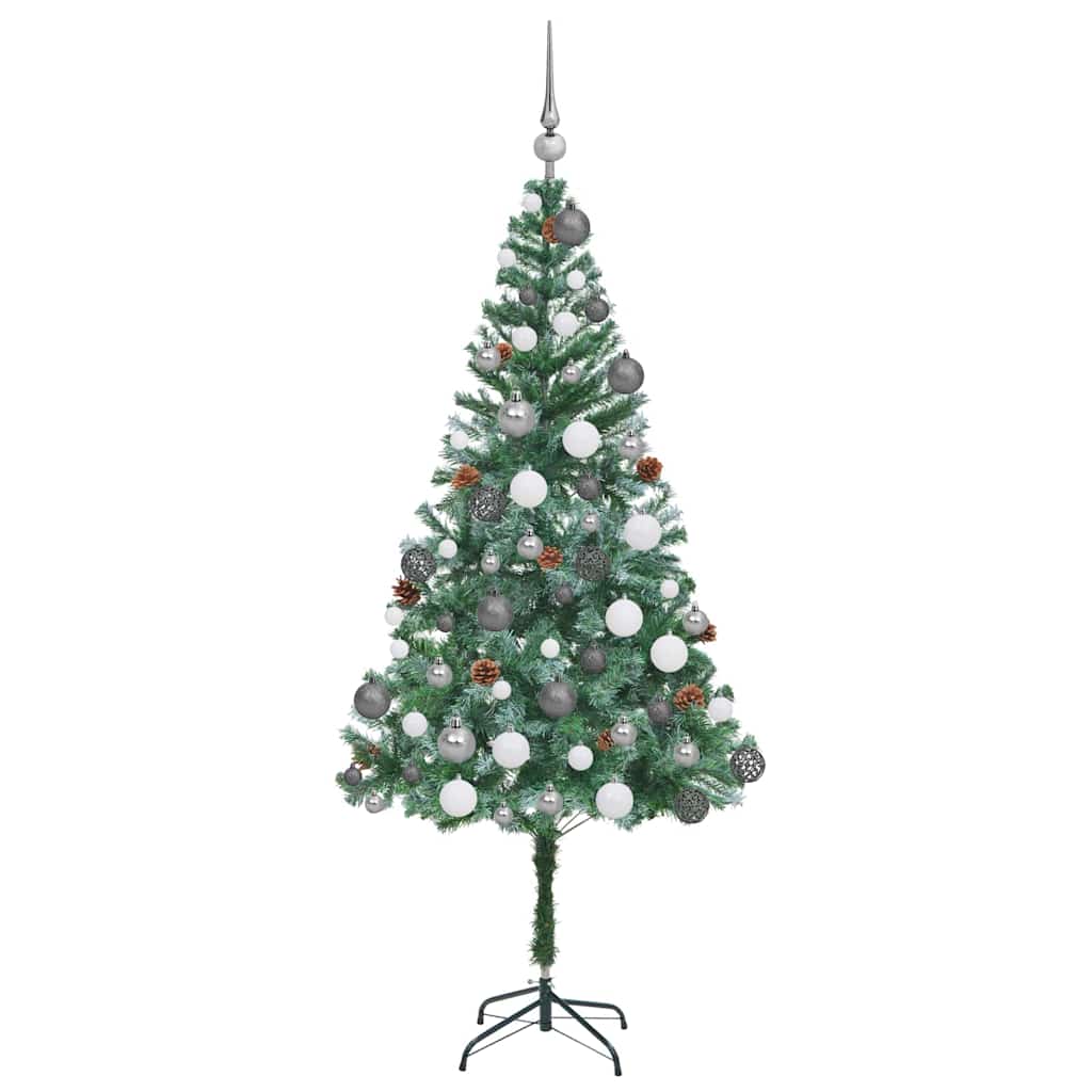 Kunstig Juletre med dekorative strenglys grønn 180cm PVC