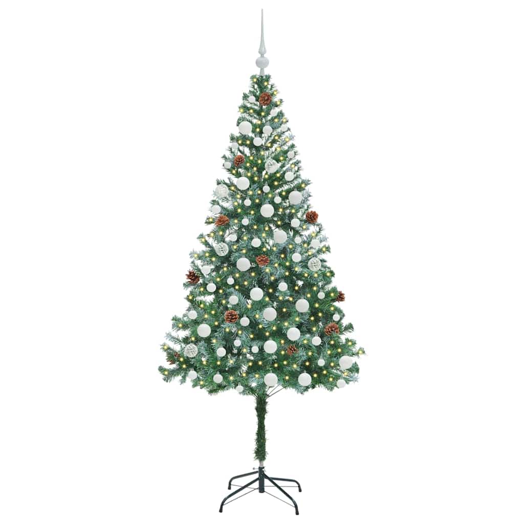 Kunstig juletre med 300 LED med stativ grønn 180 cm PVC og stål