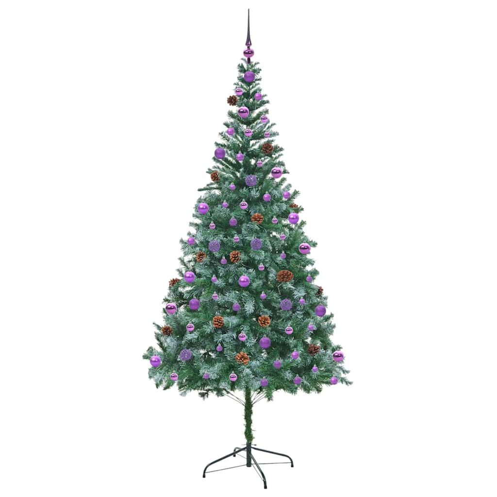 Kunstig juletre med 300 LED med stativ grønn 210 cm PVC og stål