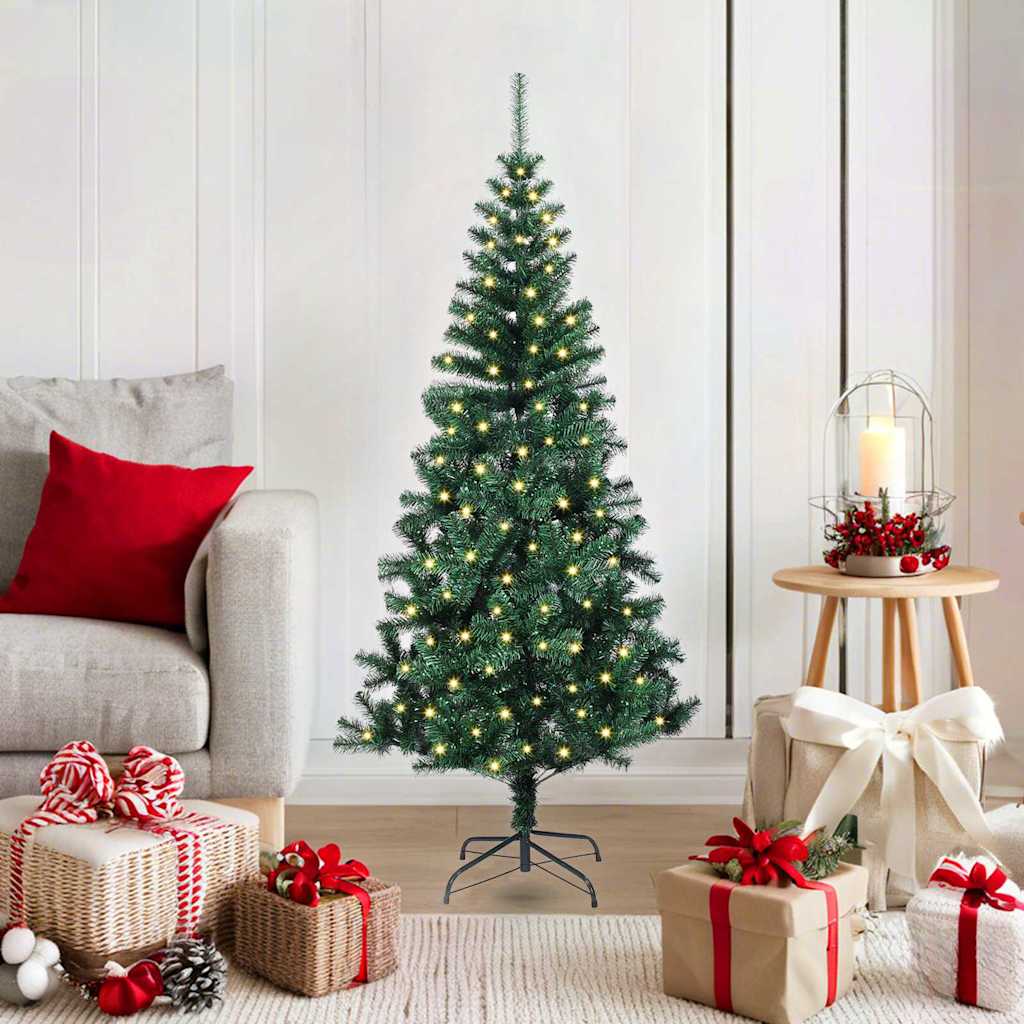 Kunstigjuletre med dekorative strenglys grønn 120cm PVC