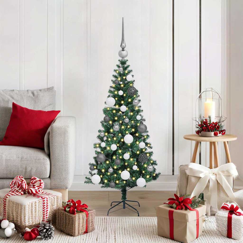 Kunstig juletre med dekorative strenglys grønn 120 cm PVC