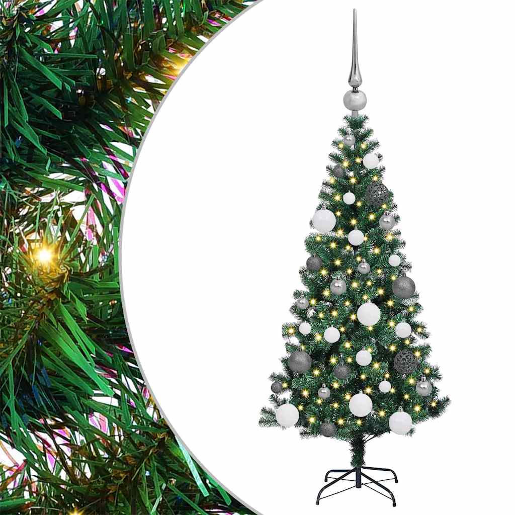 Kunstig juletre med dekorative strenglys grønn 120 cm PVC