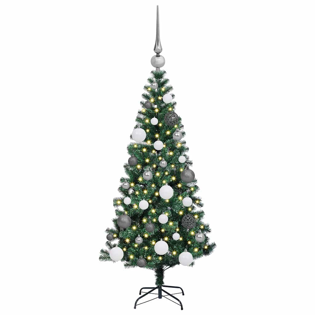 Kunstig juletre med dekorative strenglys grønn 120 cm PVC
